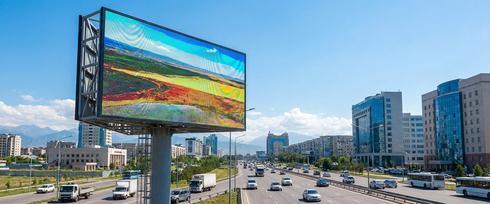 Уличный светодиодный LED-экран Outdoor у дороги